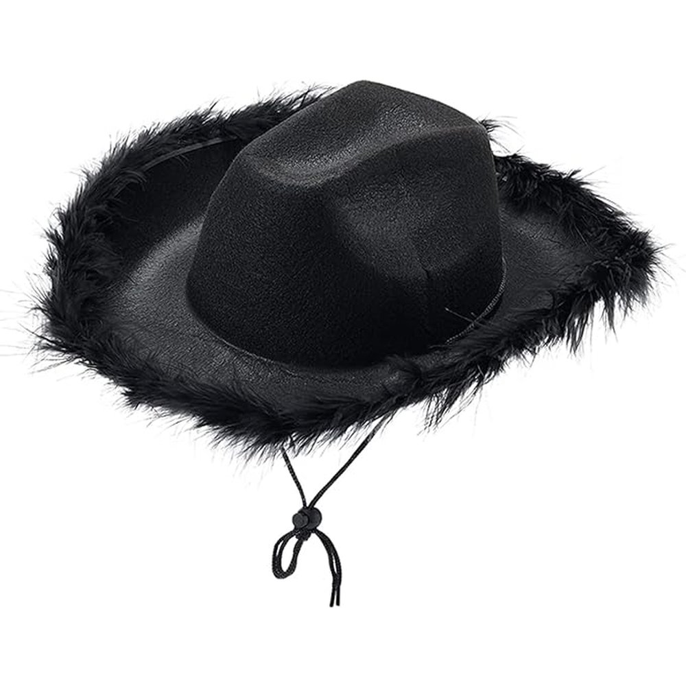 Zac's Alter Ego - Cowboy Hat with Fur Outline Hat Chapeau de costume - Noir